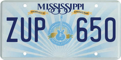 MS license plate ZUP650
