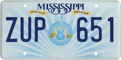 MS license plate ZUP651