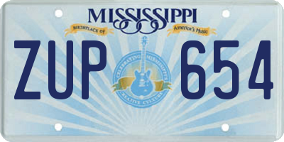 MS license plate ZUP654