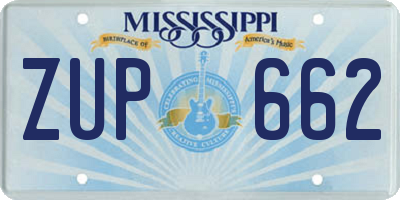 MS license plate ZUP662