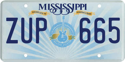 MS license plate ZUP665