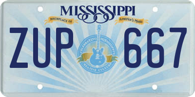MS license plate ZUP667