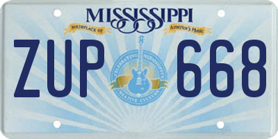 MS license plate ZUP668