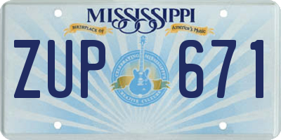 MS license plate ZUP671