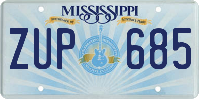 MS license plate ZUP685