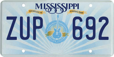 MS license plate ZUP692
