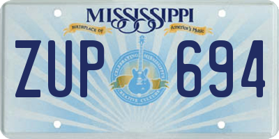 MS license plate ZUP694
