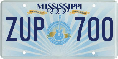 MS license plate ZUP700