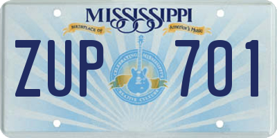 MS license plate ZUP701