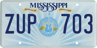 MS license plate ZUP703