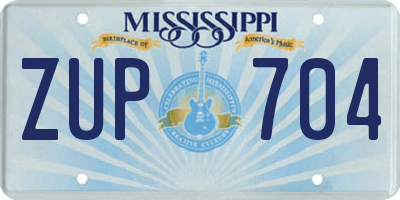 MS license plate ZUP704