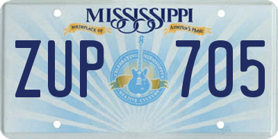 MS license plate ZUP705