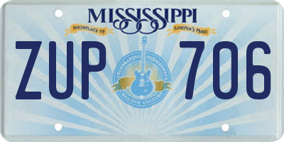 MS license plate ZUP706