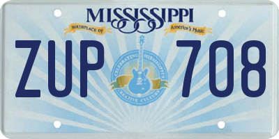 MS license plate ZUP708