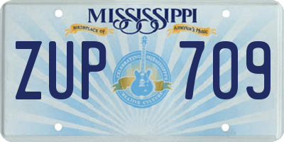 MS license plate ZUP709