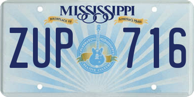 MS license plate ZUP716