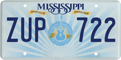 MS license plate ZUP722