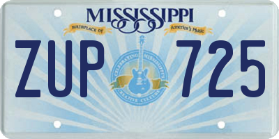 MS license plate ZUP725