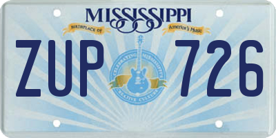 MS license plate ZUP726