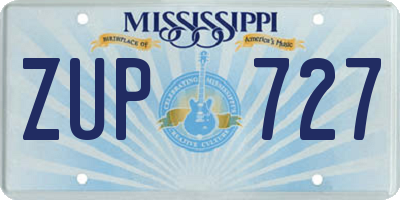 MS license plate ZUP727