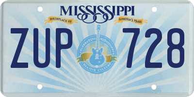 MS license plate ZUP728