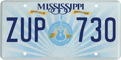 MS license plate ZUP730