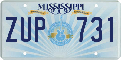 MS license plate ZUP731