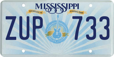 MS license plate ZUP733
