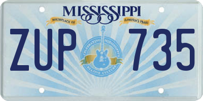 MS license plate ZUP735