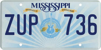 MS license plate ZUP736