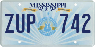 MS license plate ZUP742