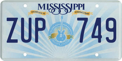 MS license plate ZUP749