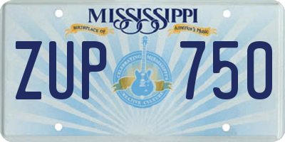 MS license plate ZUP750