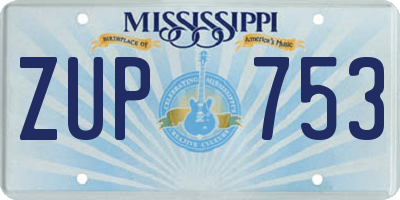 MS license plate ZUP753