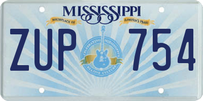 MS license plate ZUP754