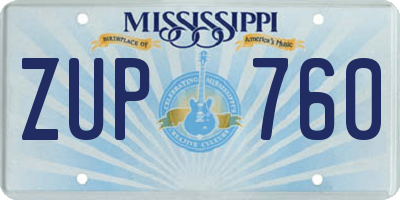 MS license plate ZUP760