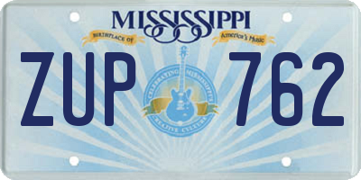 MS license plate ZUP762