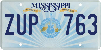 MS license plate ZUP763