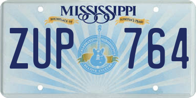 MS license plate ZUP764