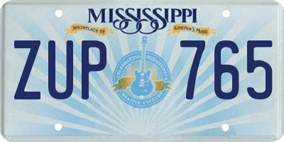 MS license plate ZUP765