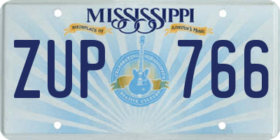 MS license plate ZUP766