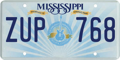 MS license plate ZUP768