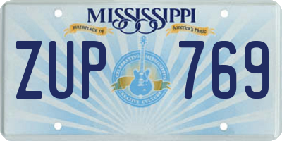 MS license plate ZUP769