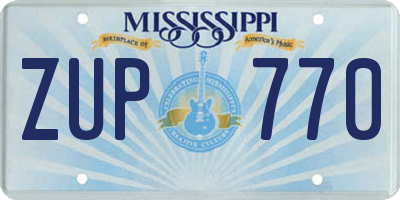 MS license plate ZUP770