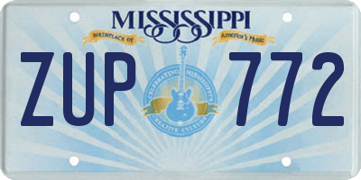 MS license plate ZUP772