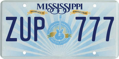MS license plate ZUP777