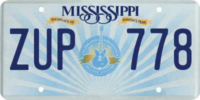 MS license plate ZUP778