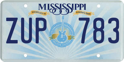 MS license plate ZUP783