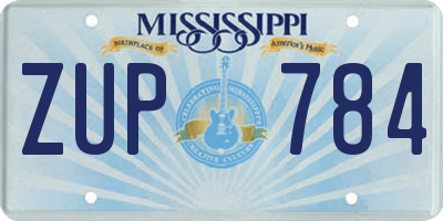 MS license plate ZUP784