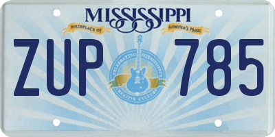 MS license plate ZUP785